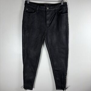 Lauren Ralph Lauren Women's 14 Black Tapered Leg‎ Ankle Tie Detail Denim Jeans